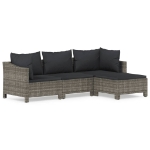 Set Divani da Giardino 4 pz con Cuscini in Polyrattan Grigio