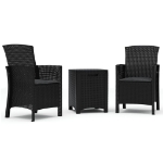 Set Divani da Giardino 3 pz con Cuscini in Rattan PP Grafite