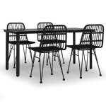 Set da Pranzo da Giardino 5 pz Nero in Polyrattan