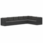 Set Salotto da Giardino con Cuscini 7pz Nero Polyrattan