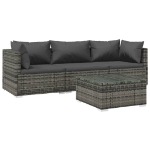 Set Divani da Giardino 4 pz con Cuscini in Polyrattan Grigio