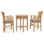 Set da Pranzo da Giardino 3 pz con Cuscini in Legno di Teak