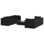 Set Divani da Giardino 7 pz con Cuscini in Polyrattan Nero