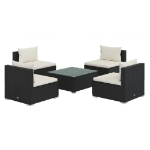 Set Salotto da Giardino 5 pz con Cuscini in Polyrattan Nero