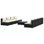 Set Salotto da Giardino 9 pz con Cuscini in Polyrattan Nero