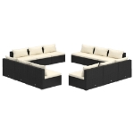 Set Divani da Giardino 12 pz con Cuscini in Polyrattan Nero