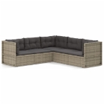 Set Divani da Giardino 5 pz con Cuscini in Polyrattan Grigio