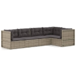 Set Divani da Giardino 5 pz con Cuscini in Polyrattan Grigio