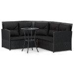 Set Divano a L con Cuscini 2 pz Nero in Polyrattan