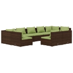 Set Divani da Giardino 9 pz con Cuscini in Polyrattan Marrone