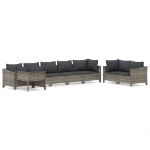 Set Divani da Giardino 8 pz con Cuscini in Polyrattan Grigio