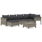 Set Divani da Giardino 7 pz con Cuscini in Polyrattan Grigio