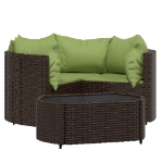 Set Mobili da Giardino 4 pz con Cuscini in Polyrattan Marrone