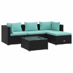 Set Divani da Giardino 5 pz con Cuscini in Polyrattan Nero