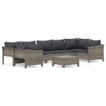 Set Divani da Giardino 8 pz con Cuscini in Polyrattan Grigio