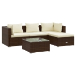 Set Divani da Giardino 5 pz con Cuscini in Polyrattan Marrone