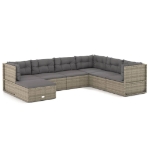 Set Divani da Giardino 7 pz con Cuscini in Polyrattan Grigio