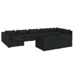 Set Divani da Giardino 9 pz con Cuscini in Polyrattan Nero