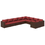 Set Divani da Giardino 9 pz con Cuscini in Polyrattan Marrone