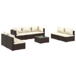 Set Divani da Giardino con Cuscini 8 pz in Polyrattan Marrone