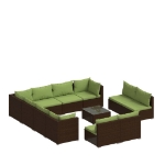 Set Divani da Giardino 12 pz con Cuscini in Polyrattan Marrone