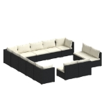 Set Divani da Giardino 13 pz con Cuscini in Polyrattan Nero