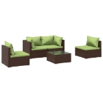 Set Divani da Giardino 5 pz con Cuscini in Polyrattan Marrone