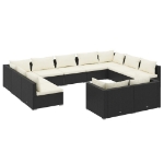 Set Divani da Giardino 11 pz con Cuscini in Polyrattan Nero