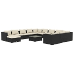 Set Divani da Giardino 13 pz con Cuscini in Polyrattan Nero