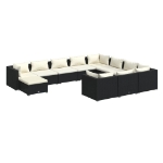 Set Divani da Giardino 11 pz con Cuscini in Polyrattan Nero