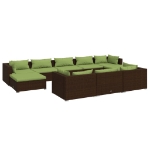 Set Divani da Giardino 10 pz con Cuscini in Polyrattan Marrone