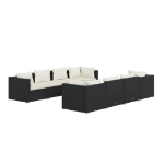 Set Salotto da Giardino 9 pz con Cuscini in Polyrattan Nero