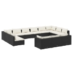 Set Divani da Giardino 13 pz con Cuscini in Polyrattan Nero