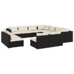 Set Divani da Giardino 11 pz con Cuscini in Polyrattan Nero