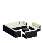 Set Divani da Giardino 12 pz con Cuscini in Polyrattan Nero