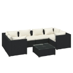 Set Divani da Giardino 7 pz con Cuscini in Polyrattan Nero