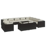 Set Divani da Giardino 12 pz con Cuscini in Polyrattan Nero