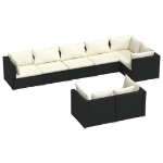 Set Mobili da Giardino con Cuscini 8 pz Nero in Polyrattan