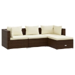 Set Divani da Giardino 4 pz con Cuscini in Polyrattan Marrone