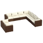 Set Divani da Giardino 9 pz con Cuscini in Polyrattan Marrone