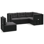 Set Divani da Giardino 5 pz con Cuscini Nero in Polyrattan