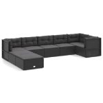 Set Mobili da Giardino con Cuscini 8 pz Nero in Polyrattan