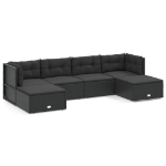 Set Mobili da Giardino 6 pz con Cuscini in Polyrattan Nero