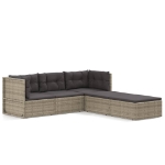 Set Divani da Giardino 5 pz con Cuscini in Polyrattan Grigio