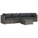 Set Divani da Giardino 5 pz con Cuscini in Polyrattan Grigio