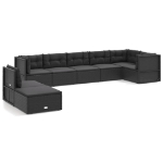 Set Mobili da Giardino con Cuscini 8 pz Nero in Polyrattan