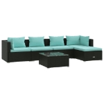 Set Divani da Giardino 6 pz con Cuscini in Polyrattan Nero