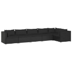 Set Divani da Giardino 6 pz con Cuscini in Polyrattan Nero