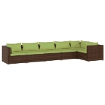 Set Divani da Giardino 6 pz con Cuscini in Polyrattan Marrone