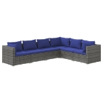 Set Divani da Giardino 6 pz con Cuscini in Polyrattan Grigio